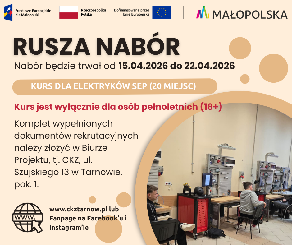 Nabór do projektu „Wiedza Kwalifikacje Sukces” – kurs SEP
